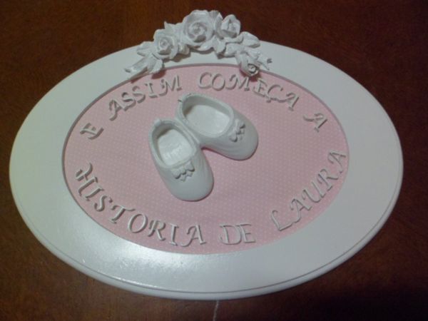 PORTA MATERNIDADE SAPATINHO ROSAS